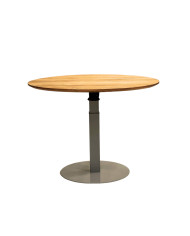 Ława okrągła CP-05, płynna regulacja wysokości, dąb lity olejowany, szara podstawa, SIUDY