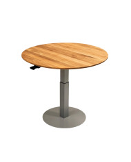 Ława okrągła CP-05, płynna regulacja wysokości, dąb lity olejowany, szara podstawa, SIUDY