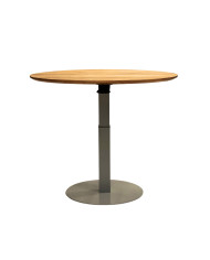 Ława okrągła CP-05, płynna regulacja wysokości, dąb lity olejowany, szara podstawa, SIUDY