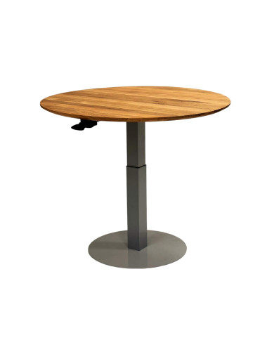 Ława okrągła CP-05, płynna regulacja wysokości, dąb lity olejowany, szara podstawa, SIUDY