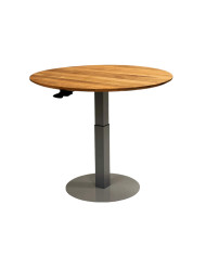 Ława okrągła CP-05, płynna regulacja wysokości, dąb lity olejowany, szara podstawa, SIUDY