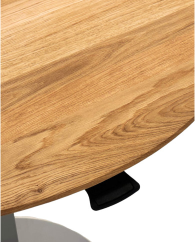 Ława okrągła CP-05, płynna regulacja wysokości, dąb lity olejowany, szara podstawa, SIUDY