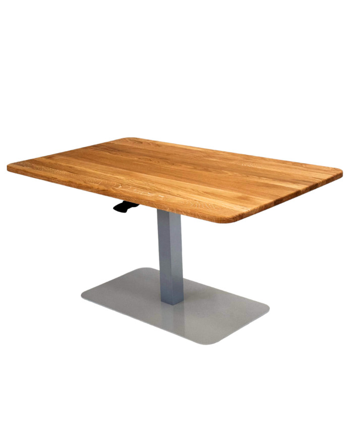 Ława prostokątna CP-02, płynna regulacja wysokości, dąb lity olejowany, metalowa podstawa, SIUDY