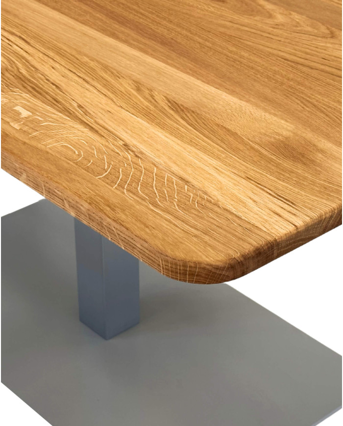 Ława prostokątna CP-02, płynna regulacja wysokości, dąb lity olejowany, metalowa podstawa, SIUDY