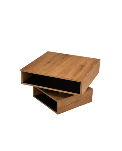 Stolik kawowy O-01, obrotowy, kwadratowy, z półkami, SIUDY