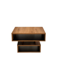 Stolik kawowy O-01, obrotowy, kwadratowy, z półkami, SIUDY