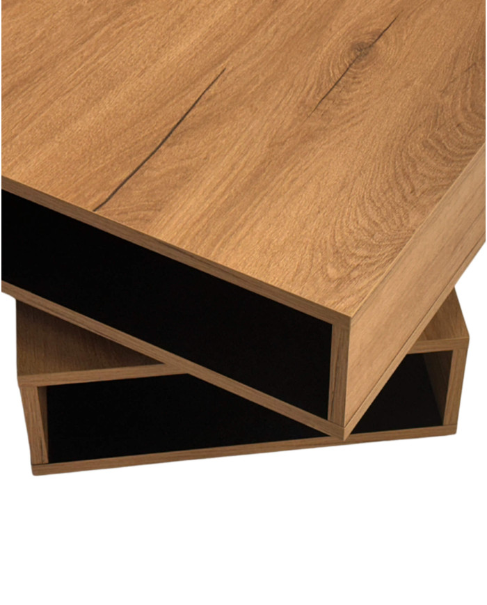 Stolik kawowy O-01, obrotowy, kwadratowy, z półkami, SIUDY