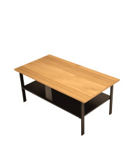 Stolik kawowy C-16, prostokątny z półką, okleina dębowa olejowana, SIUDY