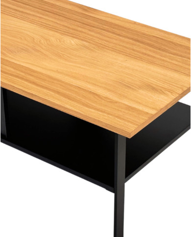 Stolik kawowy C-16, prostokątny z półką, okleina dębowa olejowana, SIUDY