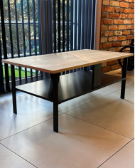 Stolik kawowy C-16, prostokątny z półką, okleina dębowa olejowana, SIUDY