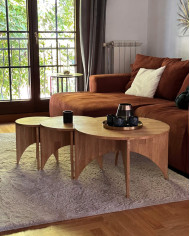 Stoliki kawowe C-30, zestaw 3 okrągłych stolików, klejonka dębowa olejowana, SIUDY