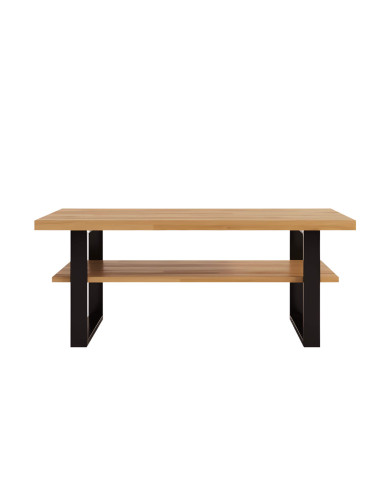 Stolik kawowy DE-10, prostokątny z półką, dąb lity olejowany, SIUDY