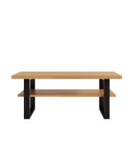 Stolik kawowy DE-10, prostokątny z półką, dąb lity olejowany, SIUDY