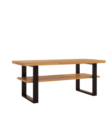 Stolik kawowy DE-10, prostokątny z półką, dąb lity olejowany, SIUDY