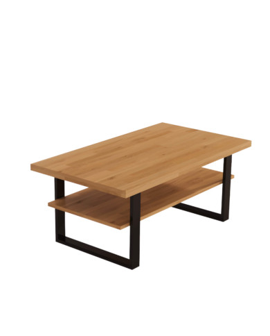 Stolik kawowy DE-10, prostokątny z półką, dąb lity olejowany, SIUDY