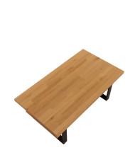 Stolik kawowy DE-10, prostokątny z półką, dąb lity olejowany, SIUDY