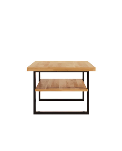 Stolik kawowy DE-10, prostokątny z półką, dąb lity olejowany, SIUDY