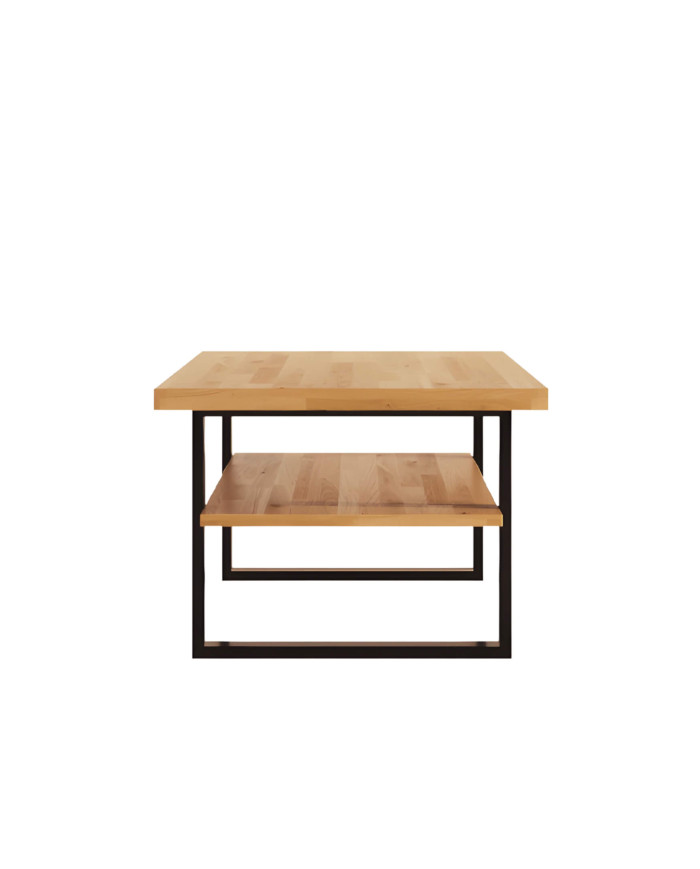 Stolik kawowy DE-10, prostokątny z półką, dąb lity olejowany, SIUDY