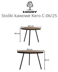 Stoliki kawowe Kero C-06/25, zestaw 2 okrągłych stolików, SIUDY