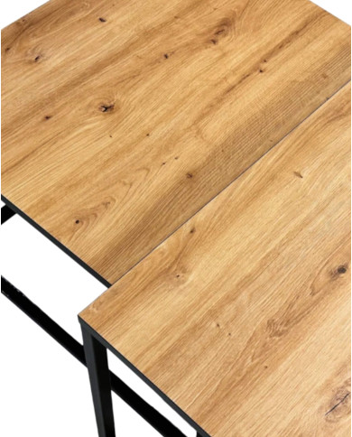 Stoliki kawowe Loft C-18 CZ, zestaw 2 kwadratowych stolików z czarnym obrzeżem, SIUDY