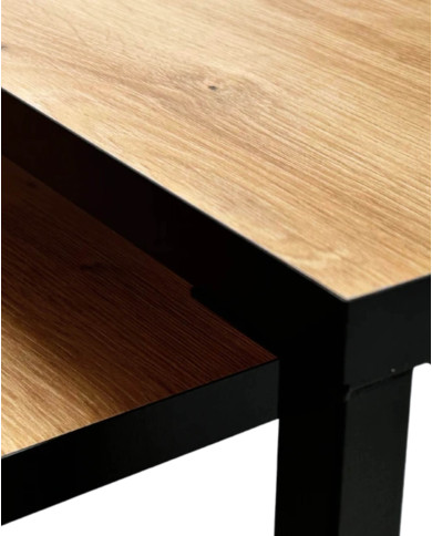 Stoliki kawowe Loft C-18 CZ, zestaw 2 kwadratowych stolików z czarnym obrzeżem, SIUDY