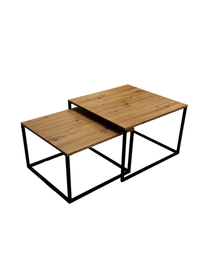 Stoliki kawowe Loft C-18, zestaw 2 kwadratowych stolików, SIUDY