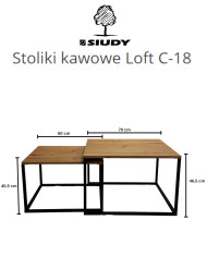 Stoliki kawowe Loft C-18, zestaw 2 kwadratowych stolików, SIUDY