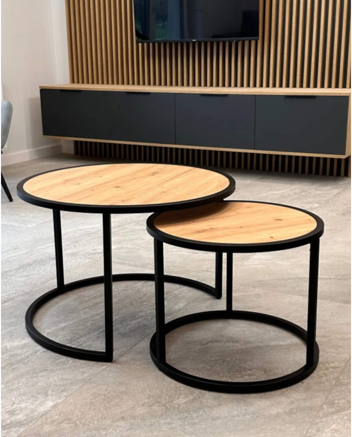 Stoliki kawowe Loft C-03, zestaw 2 okrągłych stolików, SIUDY