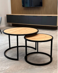 Stoliki kawowe Loft C-03, zestaw 2 okrągłych stolików, SIUDY