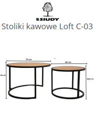 Stoliki kawowe Loft C-03, zestaw 2 okrągłych stolików, SIUDY