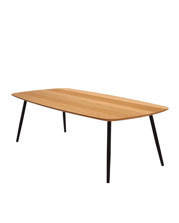 Stolik kawowy Geometric C-10 niski, prostokątny, zaoblony, okleina naturalna dębowa, SIUDY