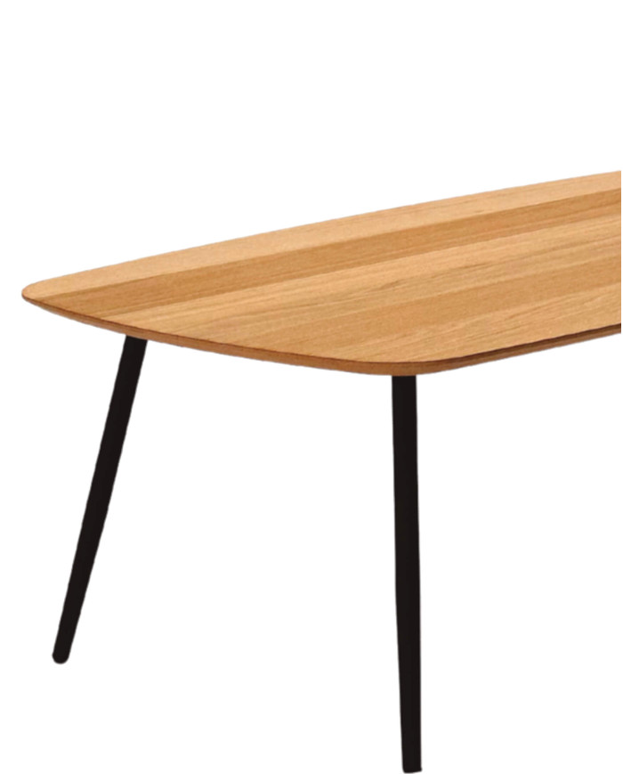 Stolik kawowy Geometric C-10 niski, prostokątny, zaoblony, okleina naturalna dębowa, SIUDY