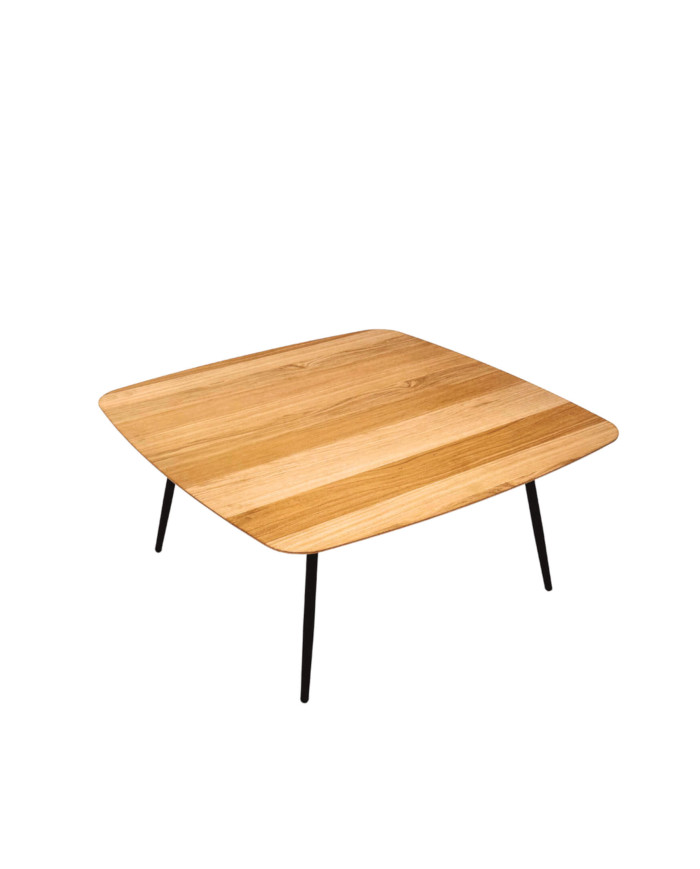 Stolik kawowy Geometric C-13 niski, kwadratowy, zaoblony, okleina naturalna dębowa, SIUDY