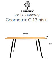 Stolik kawowy Geometric C-13 niski, kwadratowy, zaoblony, okleina naturalna dębowa, SIUDY