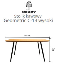 Stolik kawowy Geometric C-13 wysoki, kwadratowy, zaoblony, okleina naturalna dębowa, SIUDY