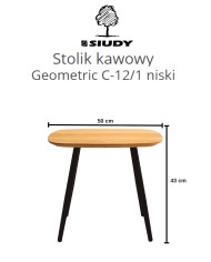 Stolik kawowy Geometric C-12/1 niski, kwadratowy, zaoblony, okleina naturalna dębowa, SIUDY