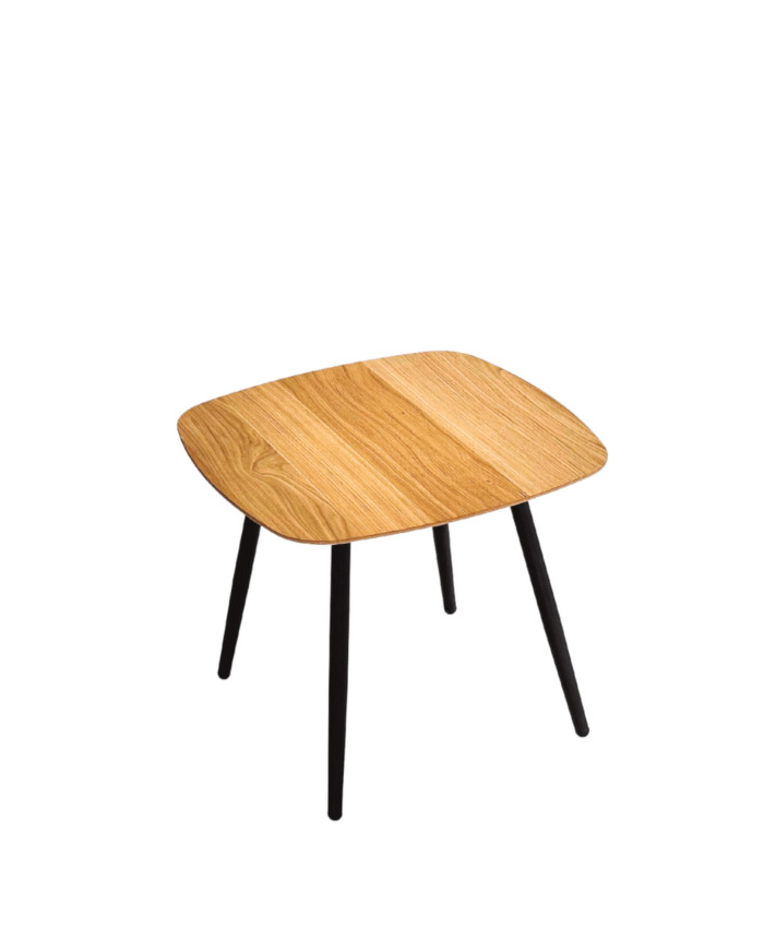 Stolik kawowy Geometric C-12/1 wysoki, kwadratowy, zaoblony, okleina naturalna dębowa, SIUDY