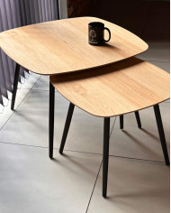 Stolik kawowy Geometric C-12/2 wysoki, kwadratowy, zaoblony, okleina naturalna dębowa, SIUDY