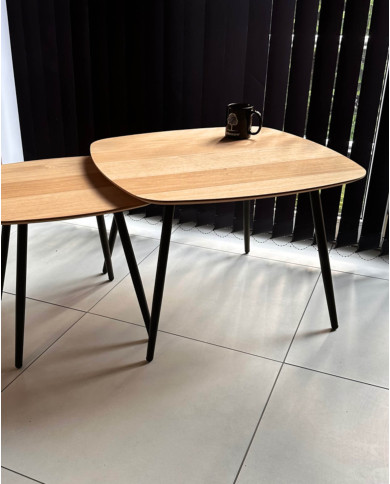 Stolik kawowy Geometric C-12/2 niski, kwadratowy, zaoblony, okleina naturalna dębowa, SIUDY