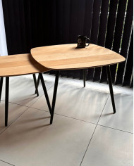 Stolik kawowy Geometric C-12/2 niski, kwadratowy, zaoblony, okleina naturalna dębowa, SIUDY