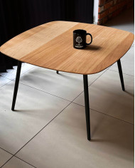 Stolik kawowy Geometric C-11 niski, kwadratowy, zaoblony, okleina naturalna dębowa, SIUDY