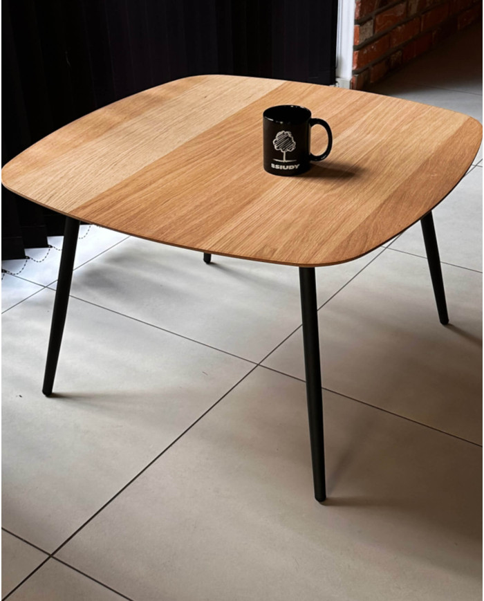 Stolik kawowy Geometric C-11 wysoki, kwadratowy, zaoblony, okleina naturalna dębowa, SIUDY