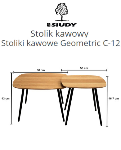 Stoliki kawowe Geometric C-12, zestaw 2 kwadratowych stolików, SIUDY