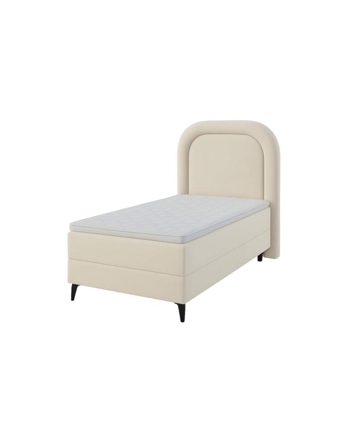 Łóżko kontynentalne Mela 80x200 cm, tapicerowane, materac, pojemnik, topper, LAVERTO