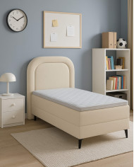 Łóżko kontynentalne Mela 80x200 cm, tapicerowane, materac, pojemnik, topper, LAVERTO