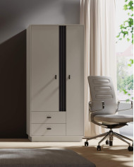 Szafa Allmo AL1, dwudrzwiowa z szufladami, drążek, półki, Kaszmir/ Antracyt, MEBLAR