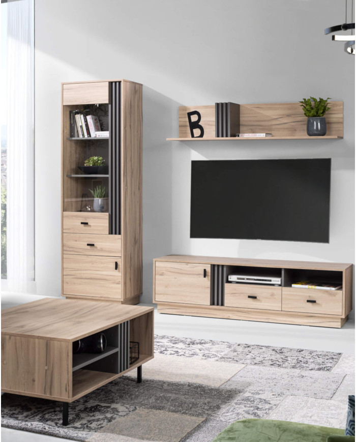 Witryna pojedyncza Allmo AL3, przeszklona, Dąb estana jasny/ Antracyt, MEBLAR