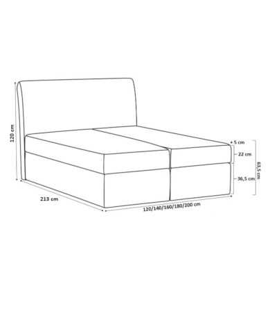 Łóżko kontynentalne Madera 120x200, tapicerowane, materac, topper-5 Łóżko kontynentalne Madera 120x200, tapicerowane, materac, topper-5