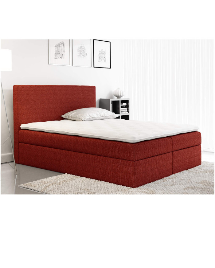 Łóżko kontynentalne Madera 120x200, tapicerowane, materac, topper-3