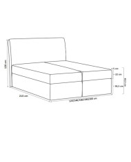 Łóżko kontynentalne Madera 140x200, tapicerowane, materac, topper-5
